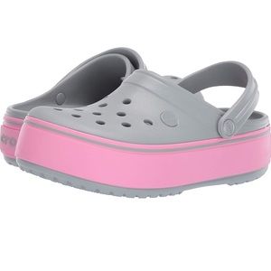 Crocs Girls' Crocband Platform Clog, light grey